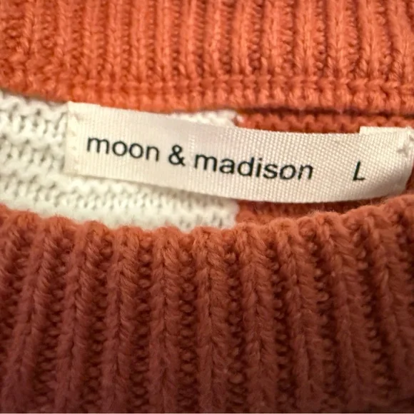 Moon & Madison Colorblock Checker Knit Sweater Crop Boxy Cozy L - Picture 4 of 6